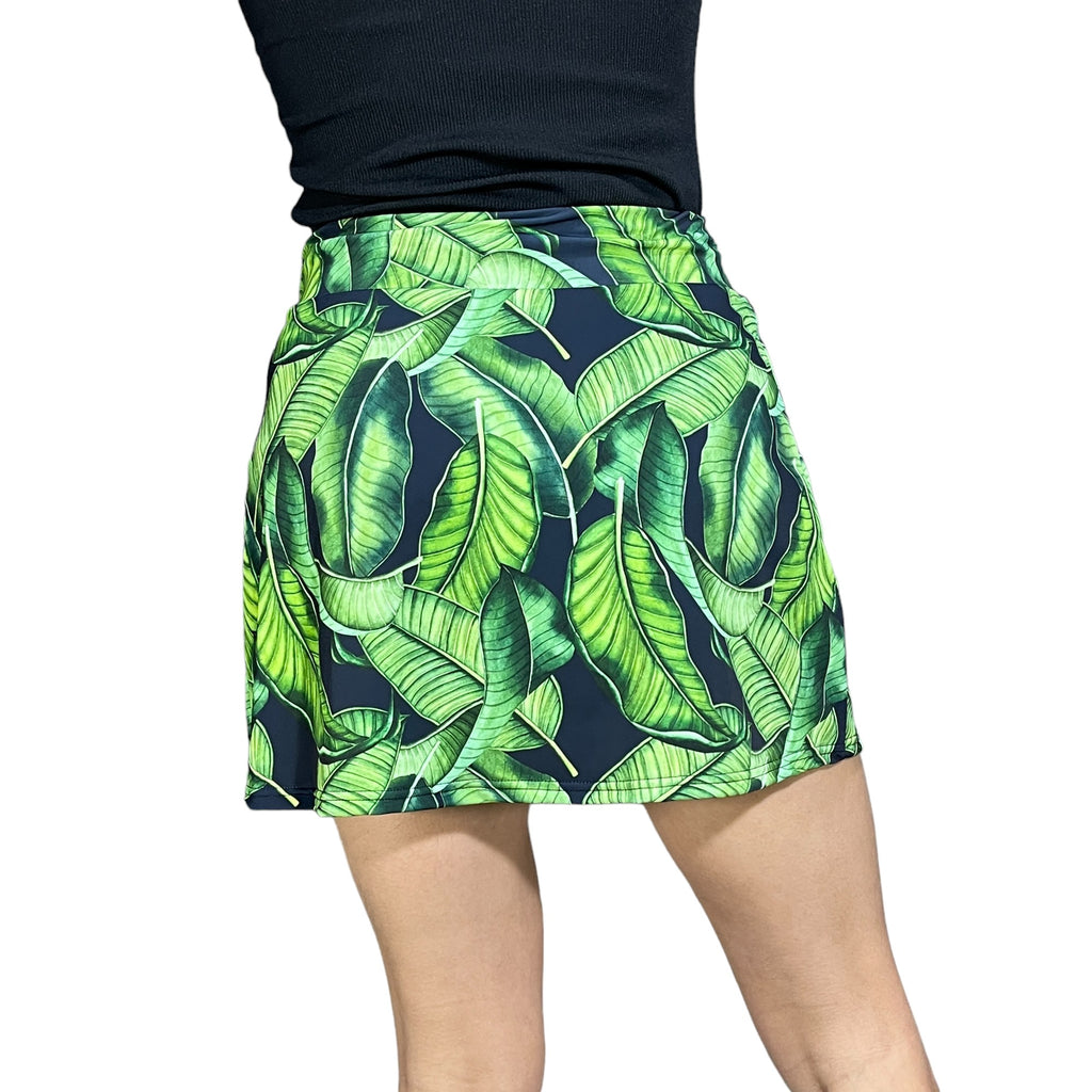 Tropical Leaves Print Athletic Slim Golf Skort - Smash Dandy