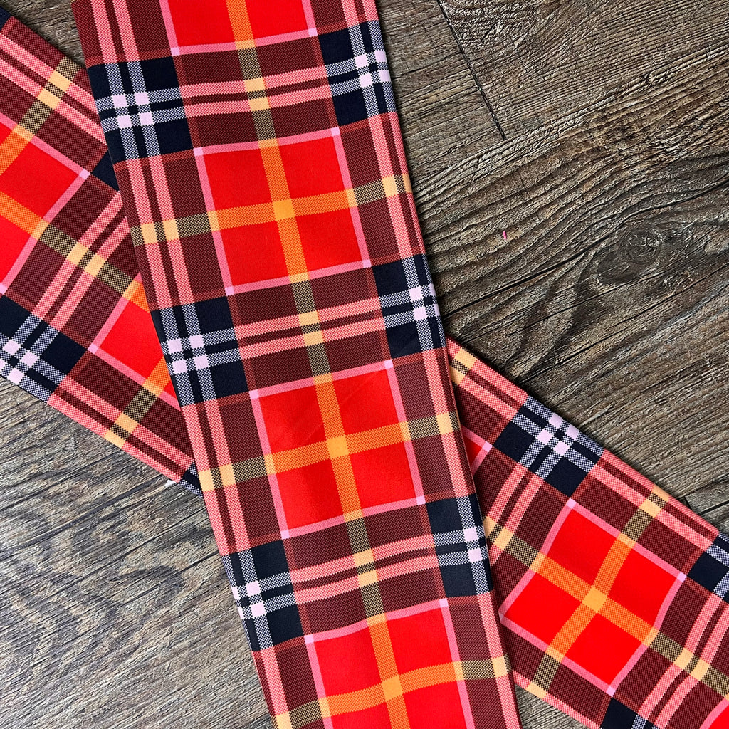 Compression Arm Sleeves in Red Plaid Print Spandex - Smash Dandy