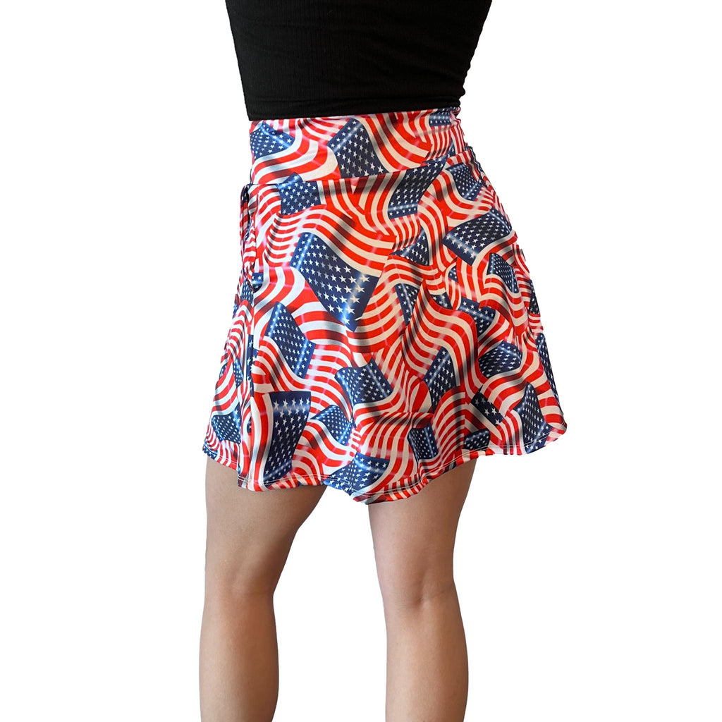 A-Line Skirt w/Optional Pockets - USA American Flag - Smash Dandy