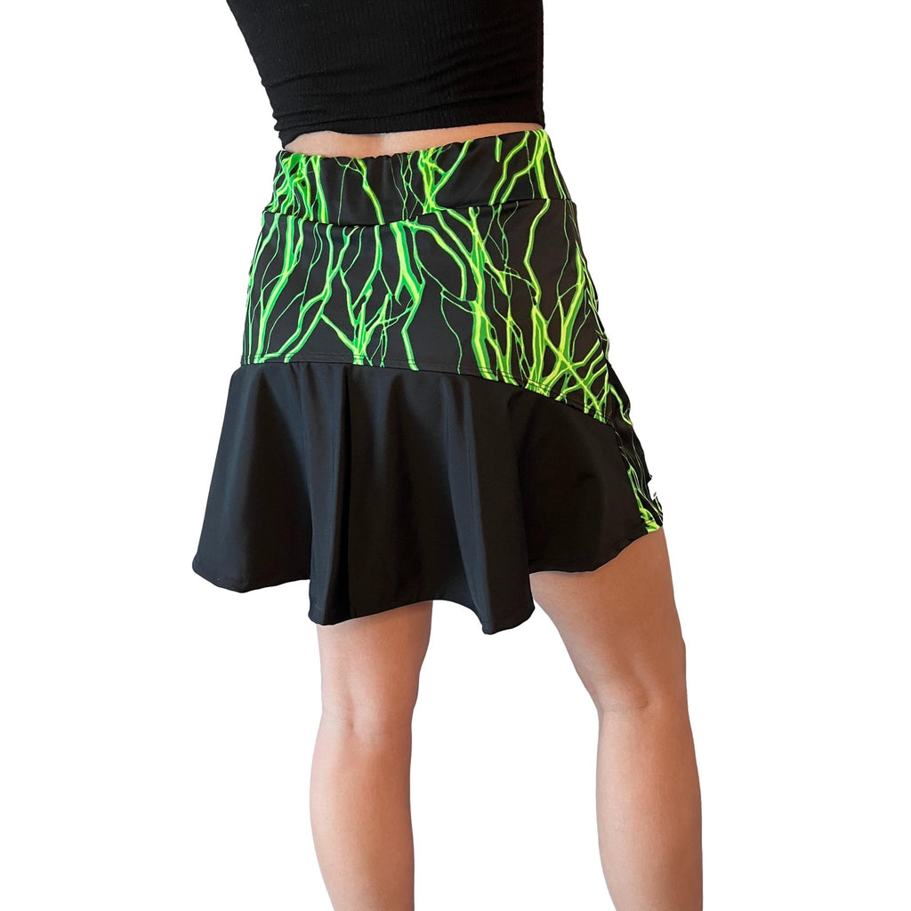 Green Lightning Neon Flutter Golf, Running, Tennis Flower Skort - Smash Dandy