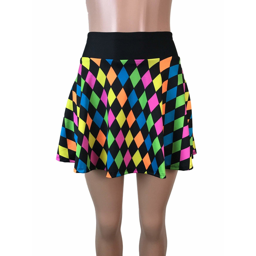 Neon Diamond Print Athletic Flare Skirt - Smash Dandy