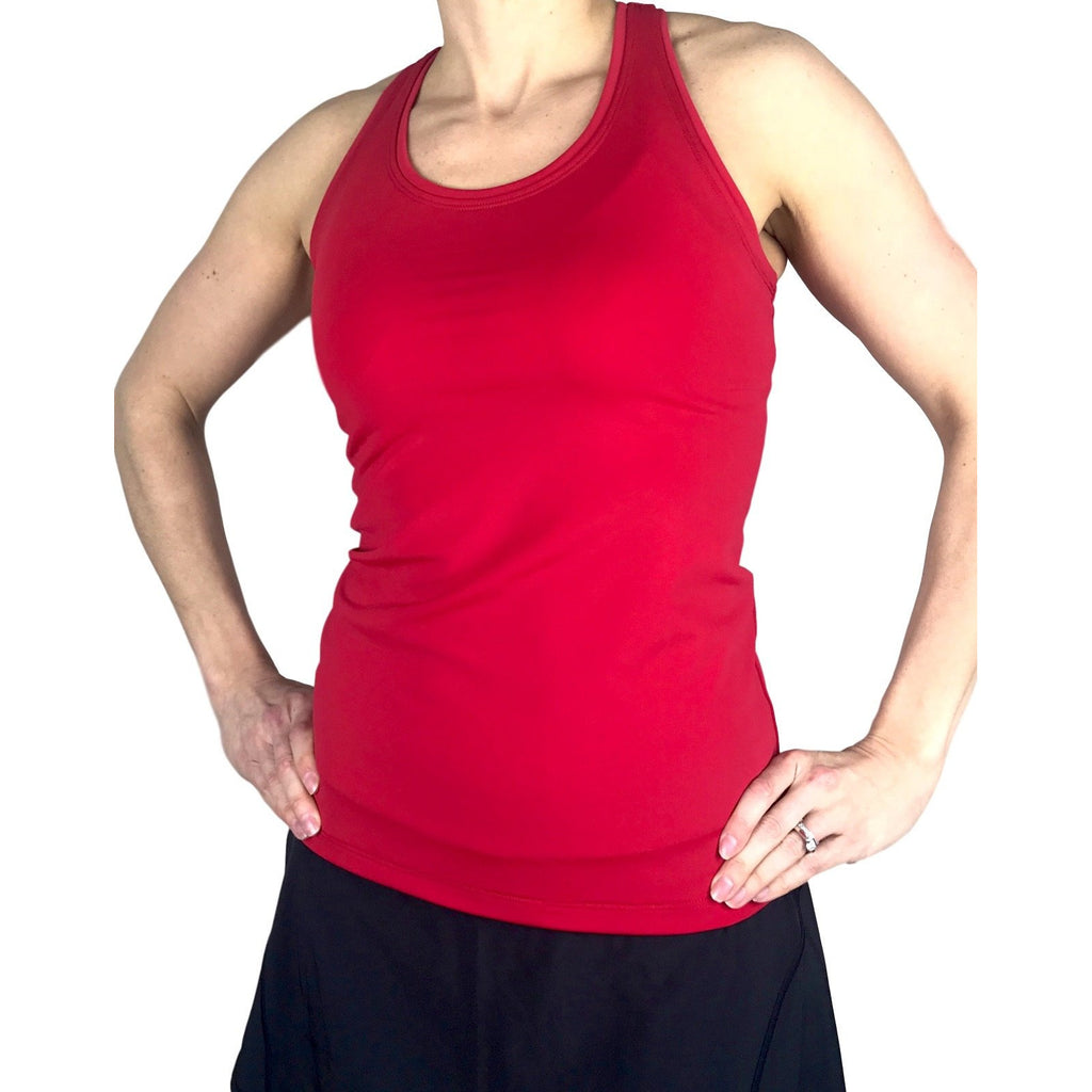 Red Racerback Athletic Tank, Golf Shirt, Tennis Shirt, Running Shirt or Top, Yoga Top - Smash Dandy