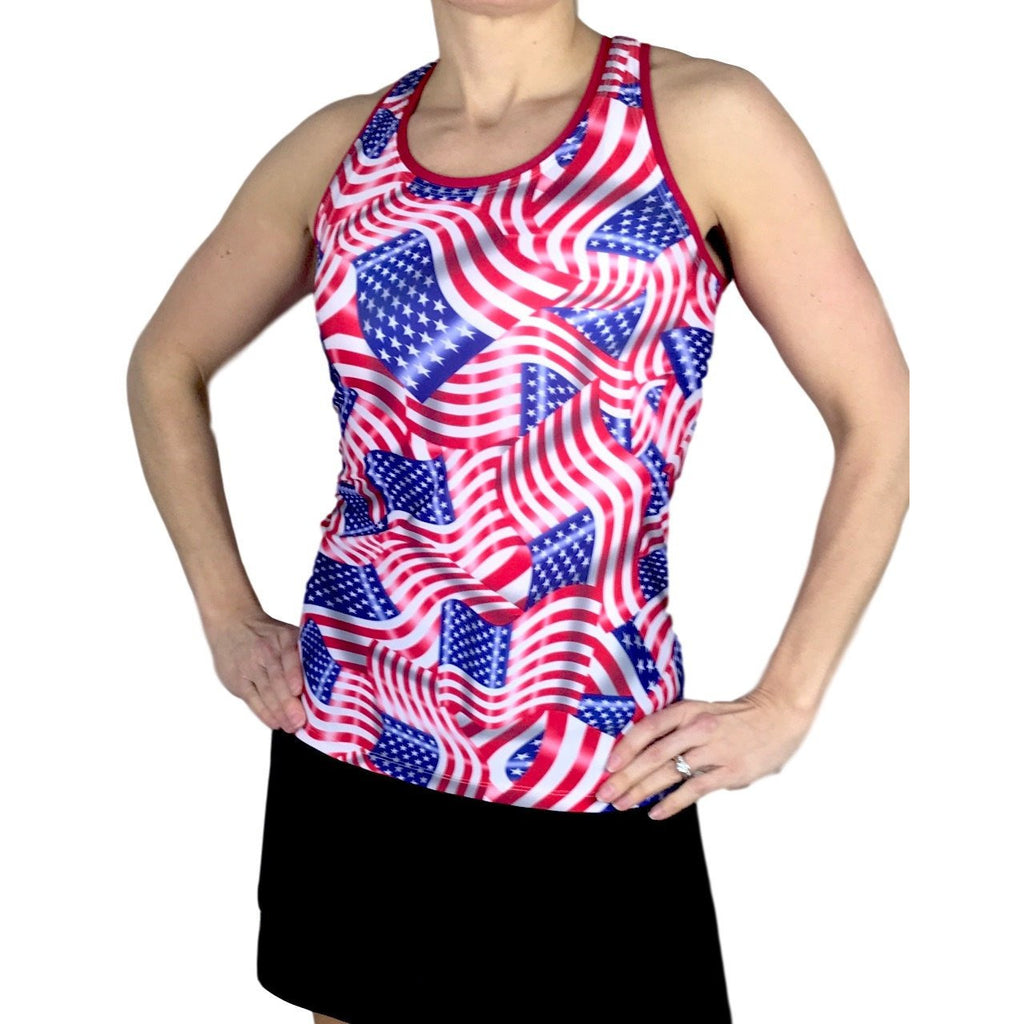 Women's American Flag Athletic Tank - Smash Dandy