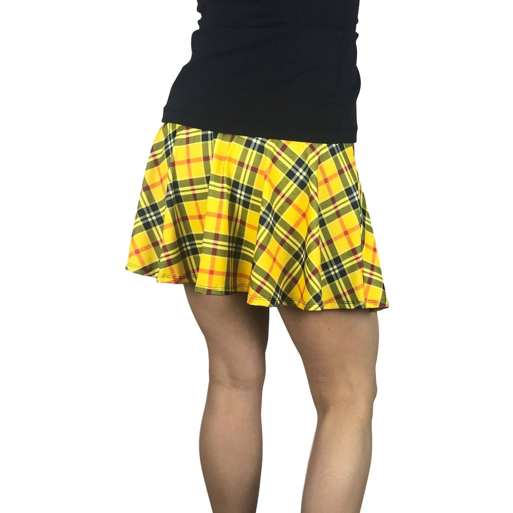 Yellow Plaid Athletic Flare Skort - Running Skirt - Smash Dandy