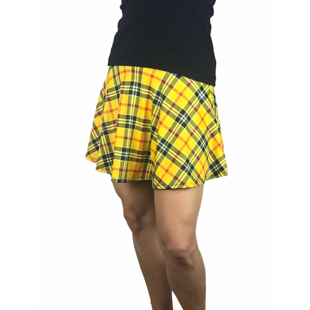 Yellow Plaid Athletic Flare Skort - Running Skirt - Smash Dandy