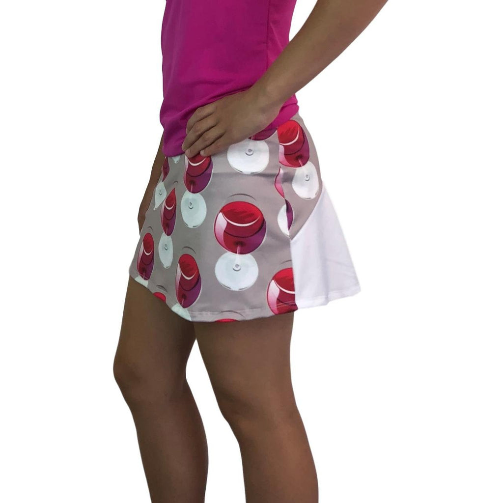 Wine Print Athletic Flutter Golf, Running, Tennis Skort w/ pockets- Golf Skirt - Smash Dandy