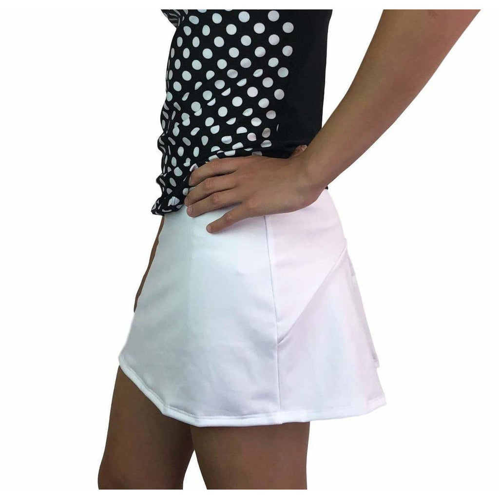 White Athletic Flutter Golf, Running, Tennis Skort w/ pockets- Golf Skirt - Smash Dandy