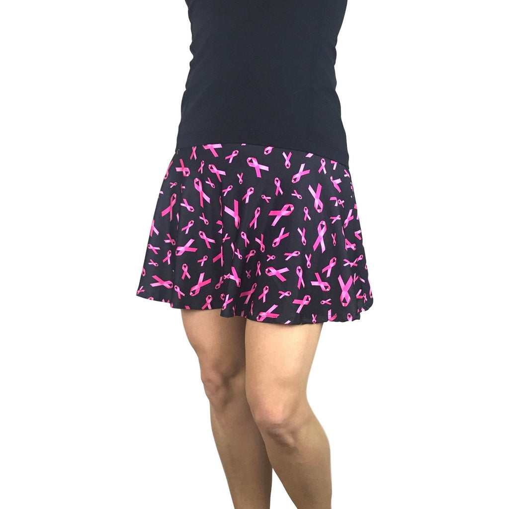 Pink Ribbon Breast Cancer Awareness Athletic Flare Skort - Running Skirt - Smash Dandy