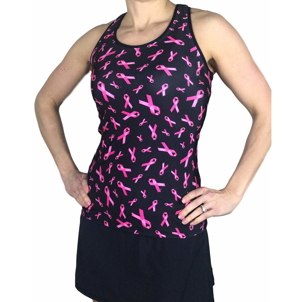 Pink Ribbon Breast Cancer Awareness Athletic Tank, Golf Shirt, Tennis Shirt, Running Shirt or Top, Yoga Top - Smash Dandy
