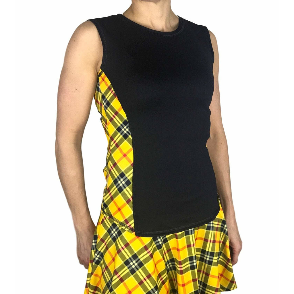 Yellow Plaid Athletic Tank, Golf Shirt, Tennis Shirt, Running Shirt or Top, Yoga Top - Smash Dandy