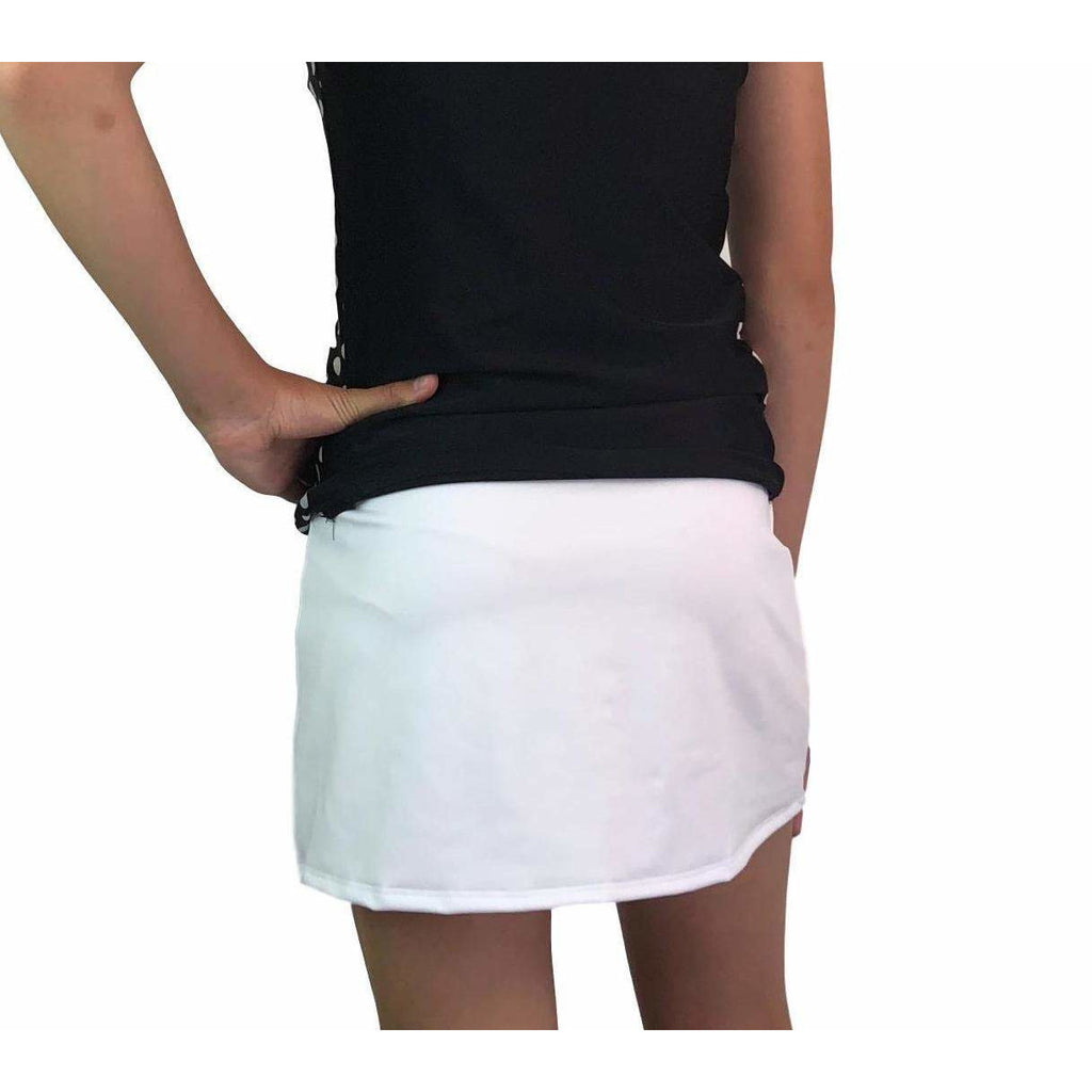 White Athletic Slim Golf Skirt w/ built in compression shorts and pockets - Smash Dandy