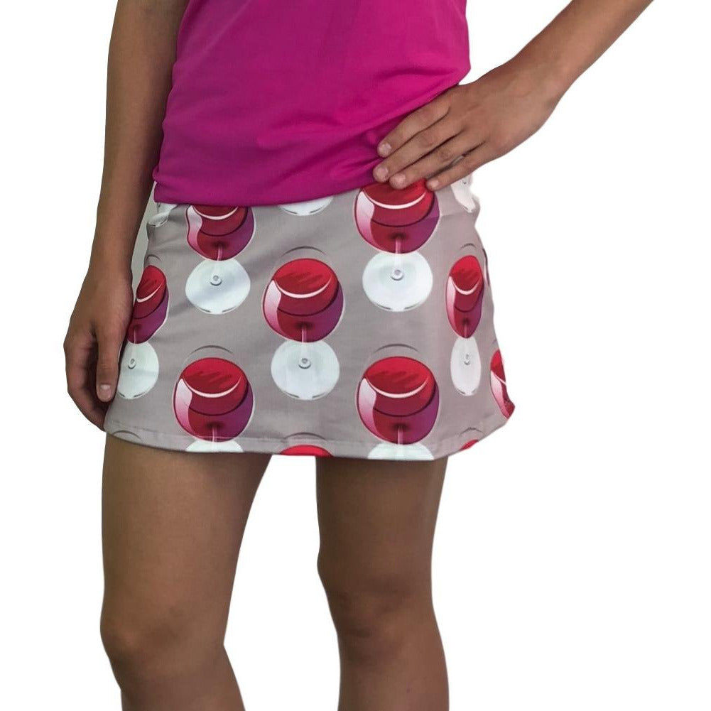 Wine Print Athletic Flutter Golf, Running, Tennis Skort w/ pockets- Golf Skirt - Smash Dandy