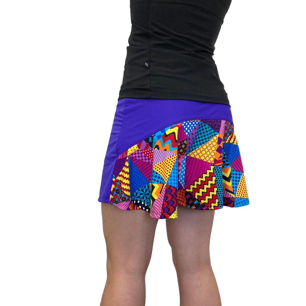 Purple and Patch Work Athletic Flutter Golf, Running, Tennis Skort w/ pockets- Golf Skirt - Smash Dandy