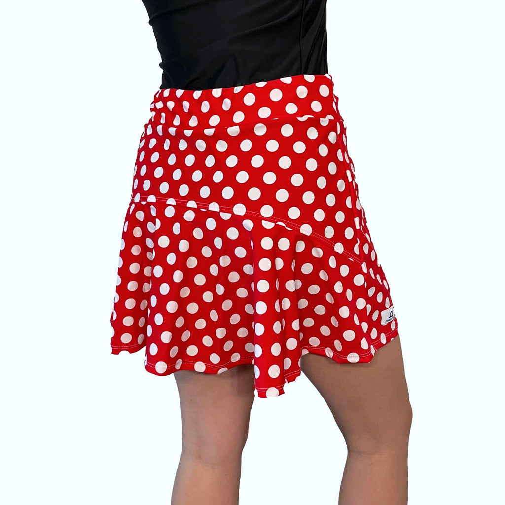 Red & White Polka Dot Minnie Flutter Golf, Running, Tennis Skort - Smash Dandy